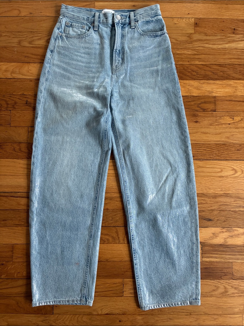 Pistola Wes Sparkle High Rise Barrel Jean 26 Shimmer Light Wash Rigid Cotton
